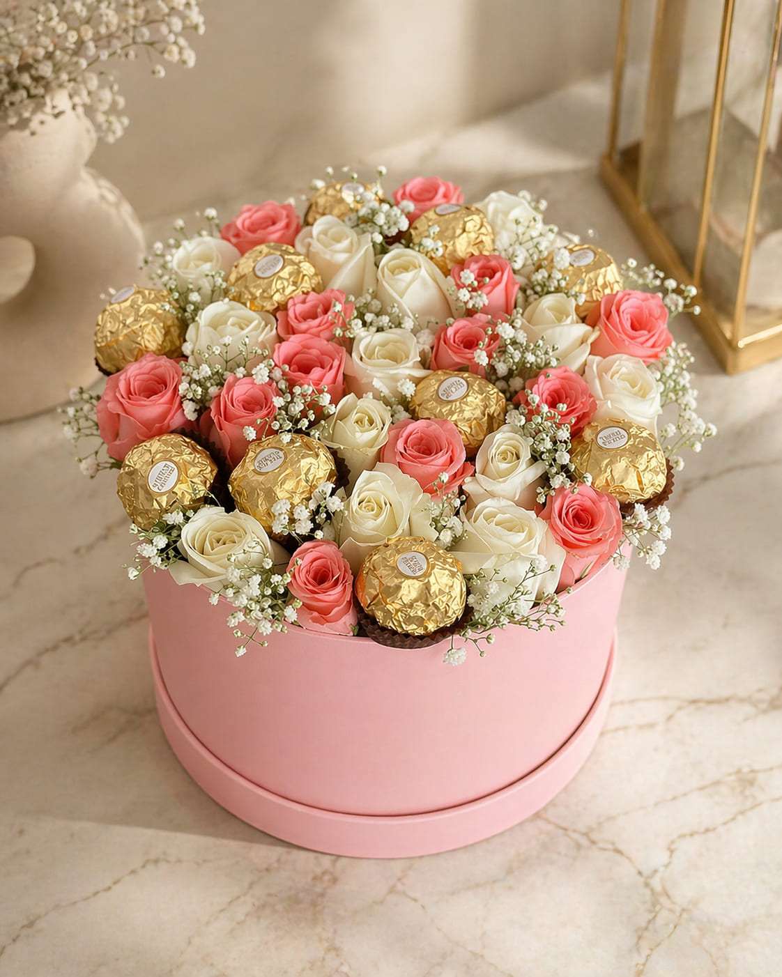Bloom Couture rose and chocolate flower box in Rabat